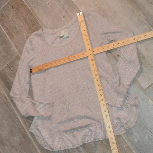 Anthropologie Women's XS waffle knit top Saturday Sunday cross ruffle back - Picture 2 of 6